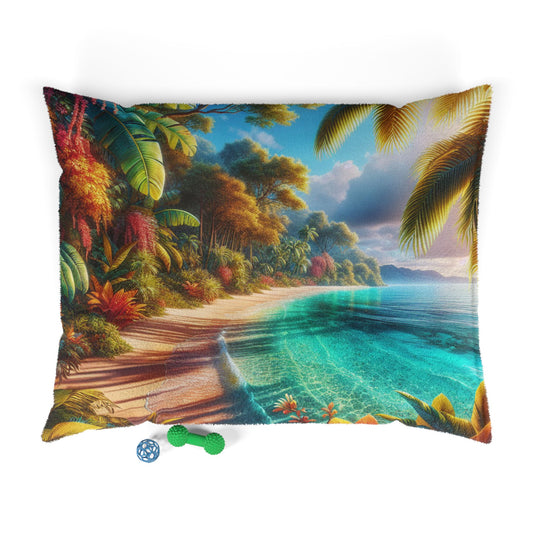 Dog Bed Tropical Oasis Soft Fleece Pet Bed