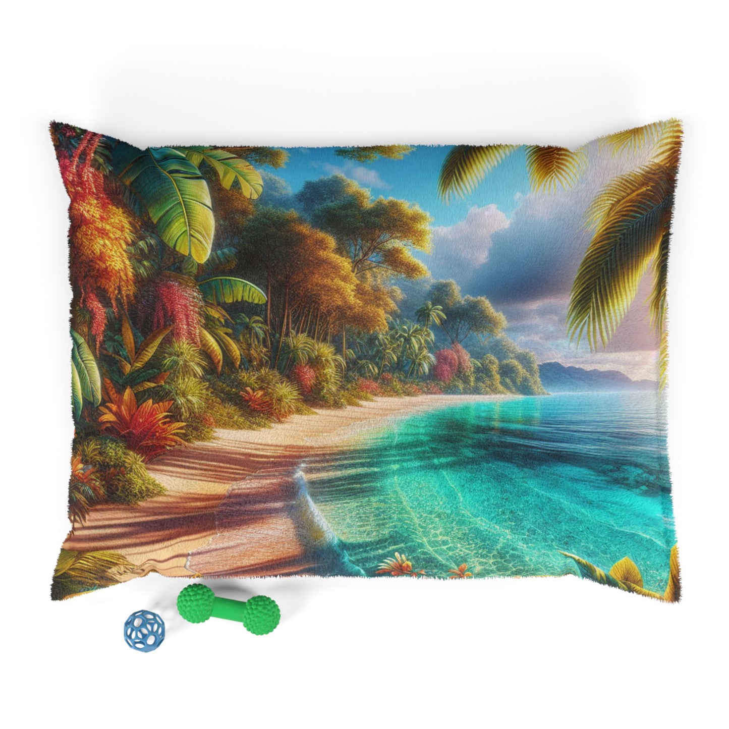 Dog Bed Tropical Oasis Soft Fleece Pet Bed