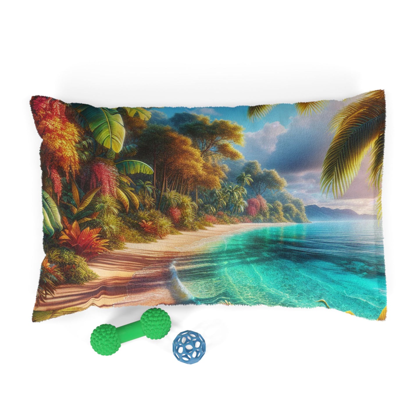 Dog Bed Tropical Oasis Soft Fleece Pet Bed